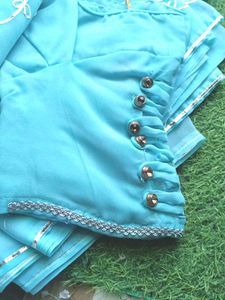 beautiful blue saree with blouse