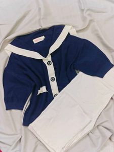 Navy Blue Crop Korean top