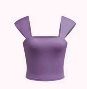 Purple Square Neck Crop Top (size XL)