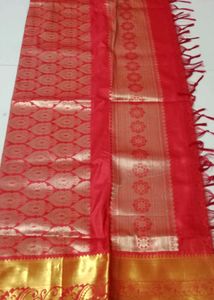 Exquisite Red Banarasi Silk duppata with Gold Zari