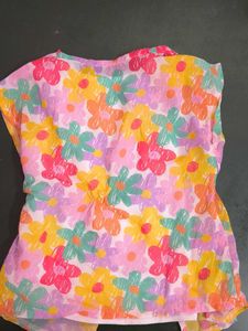 Cute Floral Top &amp; Denim Skirt Set
