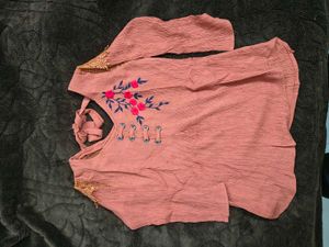Cotton Embroidered V-Neck Top