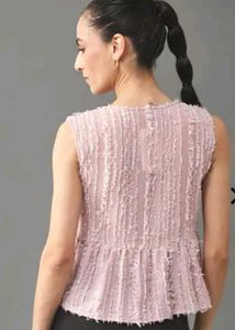 Chic Pink Peplum Top with Bow Detail