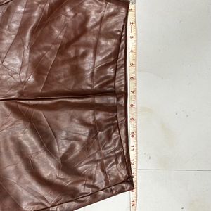 Brown PU faux-leather pants