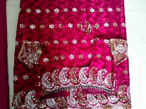 Red &amp; Gold Embellished Sari