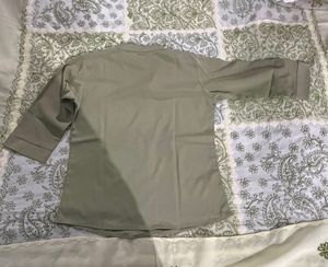 Pretty Pale Olive Chinese Collar Shirt