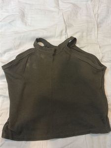 Olive Green Ribbed Tank Top
