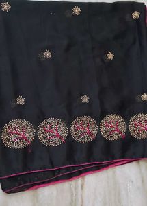 Elegant Black Embroidered Saree