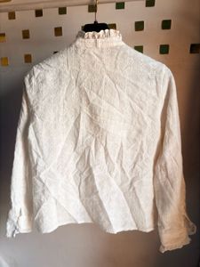 Boho White Ruffle Lace Blouse