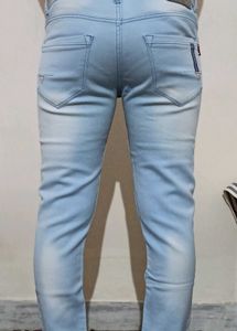 Unisex Light Blue Slim Fit Denim Jeans (Waist 30)