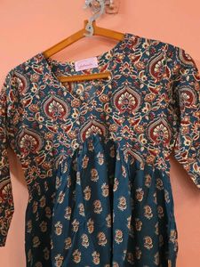 Teal blue beautiful Print Kurta
