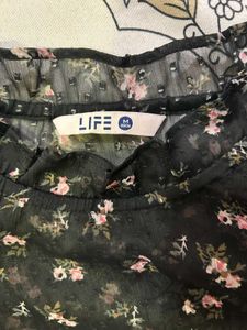 Chic Floral Print Sheer Blouse