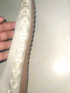Off White Check Thread Work Belly For Women / Girl