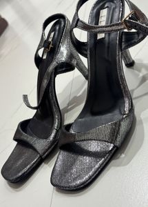 Sparkling Silver Block Heels