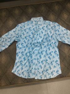 Light Blue Floral Button-Up Shirt