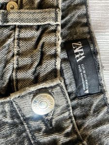 Zara Grey Wide Leg Denim Jeans