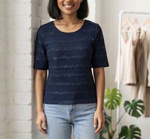 Chic Navy Textured sheer Top