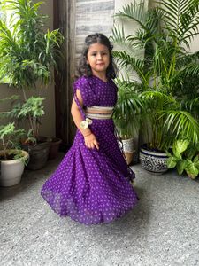 Beautiful Purple Bandhani Print Lehenga Set