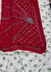 Stunning Red Embellished Saree
