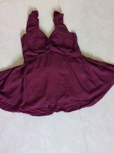 Burgandy Twist Front Off-Shoulder Top