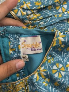 Beautiful Teal Kurta Set with Yellow Dupatta