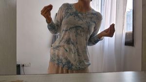 Unique Print V-Neck Long Sleeve Top
