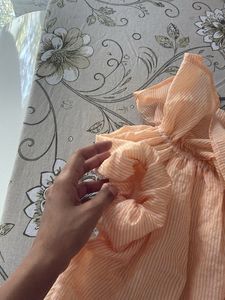 Cute Ruffled Peach Striped Top