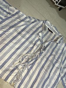 Blue and White Striped Tie-Up Top
