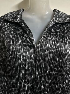 Chic Pleated Leopard Print Blouse