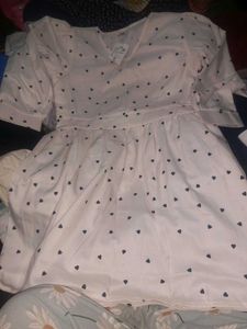 Chic White Heart Print A-Line Dress