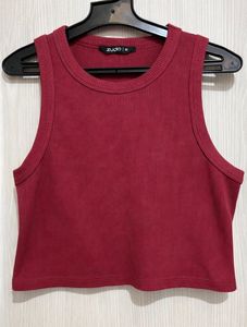 Burgundy Ribbed Crop Top