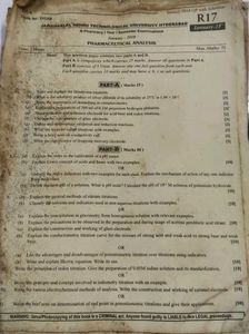 Pharmaceutical Analysis Exam Paper JNTU