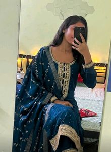 Libas Blue Embroidered Kurta Set with Dupatta