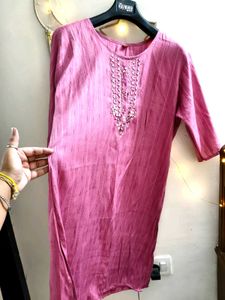 Embroidered Pink Kurta 48 Bust