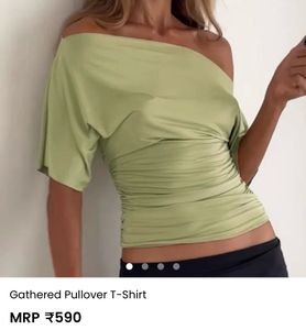 Gathered Pullover Tshirt Off-Shoulder Top