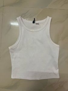 Ribbed White Tank Top(S)