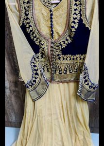 zari and pearl work Anarkali Gown