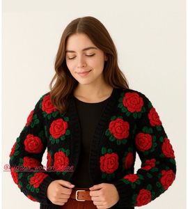 Chunky Knit Rose Cardigan