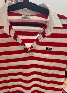 Red &amp; White Striped Polo Shirt