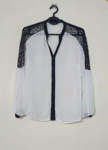 Elegant White Lace Sleeve Top