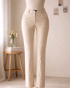 Chic Beige Straight Leg Trousers