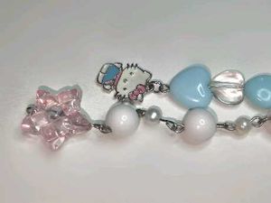 Handmade Kawaii Hello Kitty &amp; Heart Charm Keychain