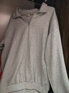 Grey Half-Zip Pullover Sweatshirt