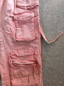 High waisted Pink cargo pant