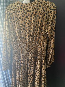 Beige &amp; Black Animal Print Wrap Dress