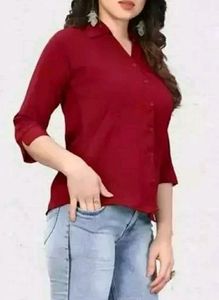 Chic Burgundy Button-Up Top