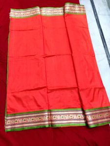 Zari Border Orange Silk Saree ✨