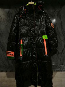 Black Puffer Coat with Neon Accents