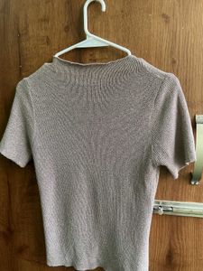 Shimmery Bronze Short Sleeve Top