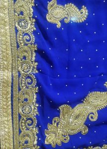 stunning royal blue sari with blouse